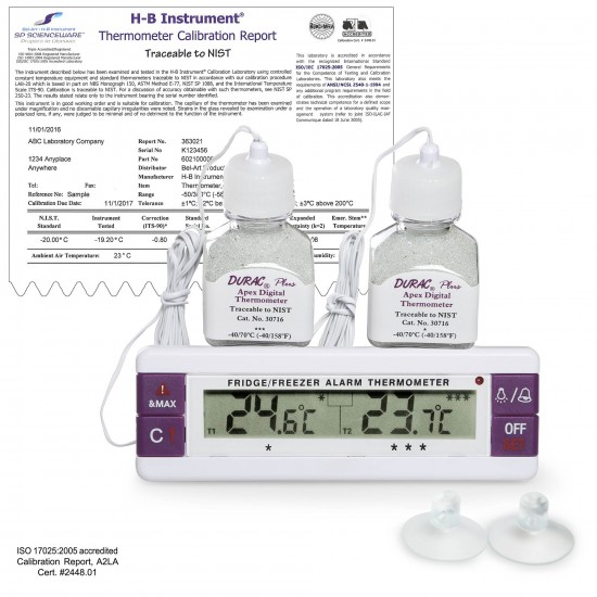 Bel-Art, H-B Frio 温度校准双区电子验证温度计； -40/70C (-40/158F)，培养箱校准