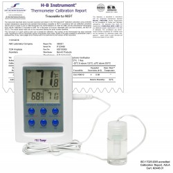 Bel-Art, H-B Frio 温度校准双区电子验证温度计； -50/70C (-58/158F) 和 0/50C (32/122F)，冷冻机校准