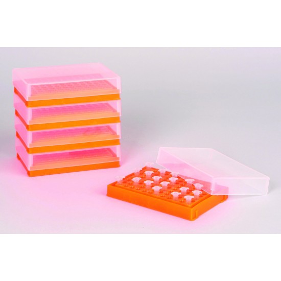 Bel-Art PCR架;0.2毫升管,96个位置,荧光橙色(5包)